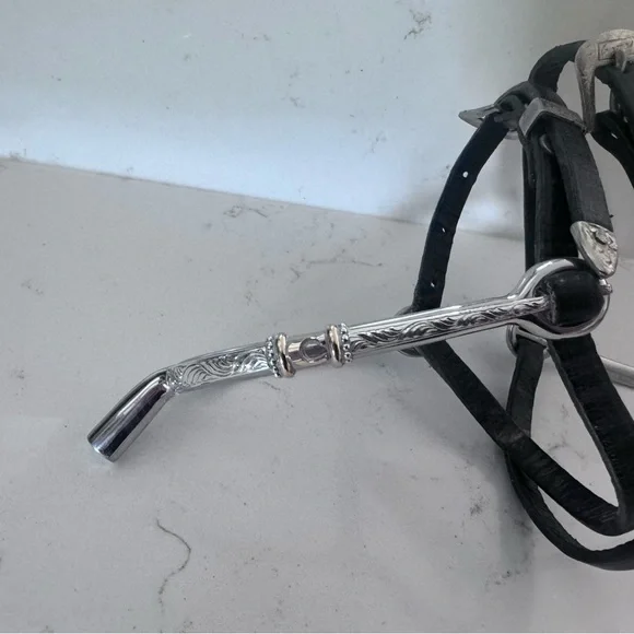 Engraved English 1” spurs by Holly Spagnola with initial C